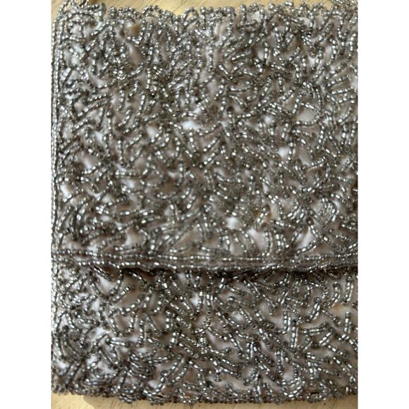 VTG Silver Beaded Tiny Purse Formal Bag Prom Dance Formal Wedding Guest 40s 50s - Picture 5 of 11